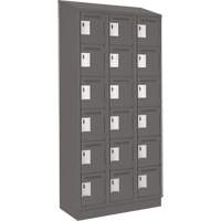 Clean Line Lockerette, 6 -tier, Bank of 3, 36" x 18" x 82", Steel, Charcoal, Rivet (Assembled) SPOC Demo