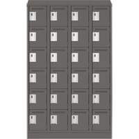 Clean Line Lockerette, 6 -tier, Bank of 4, 48" x 18" x 82", Steel, Charcoal, Rivet (Assembled) SPOC Demo