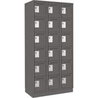 Clean Line Lockerette, 6 -tier, Bank of 3, 36" x 18" x 76", Steel, Charcoal, Rivet (Assembled) SPOC Demo