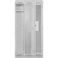 Clean Line Lockers, Bank of 3, 36" x 18" x 82", Steel, Grey, Rivet (Assembled), Perforated SPOC Demo