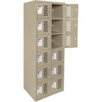 Assembled Lockerettes Clean Line Perforated Economy Lockers, 6 -tier, Bank of 2, 18" x 72" x 12", Steel SPOC Demo