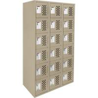 Assembled Lockerettes Clean Line Perforated Economy Lockers, 6 -tier, Bank of 3, 18" x 72" x 12", Steel SPOC Demo