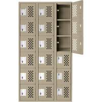 Assembled Lockerettes Clean Line Perforated Economy Lockers, 6 -tier, Bank of 3, 18" x 72" x 12", Steel SPOC Demo