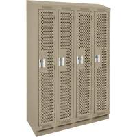 Clean Line Lockers, Bank of 4, 48" x 18" x 82", Steel, Beige, Rivet (Assembled), Perforated SPOC Demo