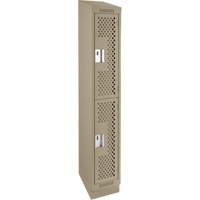 Clean Line Lockers, 2 -tier, 12" x 15" x 82", Steel, Beige, Rivet (Assembled), Perforated SPOC Demo