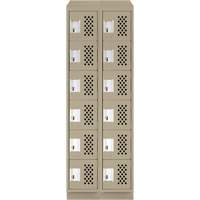 Assembled Lockerettes Clean Line Perforated Economy Lockers, 6 -tier, Bank of 2, 18" x 72" x 12", Steel SPOC Demo