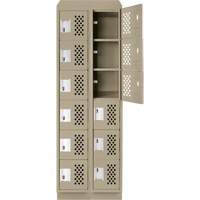 Assembled Lockerettes Clean Line Perforated Economy Lockers, 6 -tier, Bank of 2, 18" x 72" x 12", Steel SPOC Demo