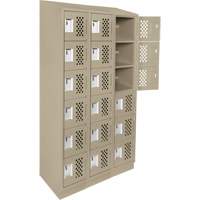 Assembled Lockerettes Clean Line Perforated Economy Lockers, 6 -tier, Bank of 3, 18" x 72" x 12", Steel SPOC Demo