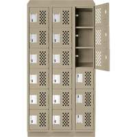 Assembled Lockerettes Clean Line Perforated Economy Lockers, 6 -tier, Bank of 3, 18" x 72" x 12", Steel SPOC Demo