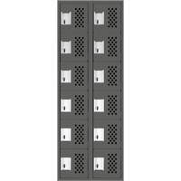 Assembled Lockerettes Clean Line Perforated Economy Lockers, 6 -tier, Bank of 2, 18" x 72" x 12", Steel SPOC Demo