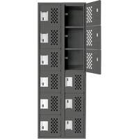 Assembled Lockerettes Clean Line Perforated Economy Lockers, 6 -tier, Bank of 2, 18" x 72" x 12", Steel SPOC Demo