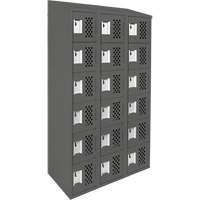 Assembled Lockerettes Clean Line Perforated Economy Lockers, 6 -tier, Bank of 3, 18" x 72" x 12", Steel SPOC Demo