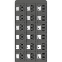 Assembled Lockerettes Clean Line Perforated Economy Lockers, 6 -tier, Bank of 3, 18" x 72" x 12", Steel SPOC Demo