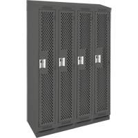 Clean Line Lockers, Bank of 4, 48" x 18" x 82", Steel, Charcoal, Rivet (Assembled), Perforated SPOC Demo