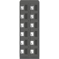 Assembled Lockerettes Clean Line Perforated Economy Lockers, 6 -tier, Bank of 2, 18" x 72" x 12", Steel SPOC Demo