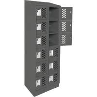 Assembled Lockerettes Clean Line Perforated Economy Lockers, 6 -tier, Bank of 2, 18" x 72" x 12", Steel SPOC Demo