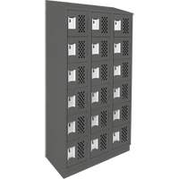 Assembled Lockerettes Clean Line Perforated Economy Lockers, 6 -tier, Bank of 3, 18" x 72" x 12", Steel SPOC Demo