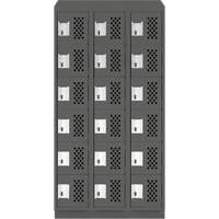 Assembled Lockerettes Clean Line Perforated Economy Lockers, 6 -tier, Bank of 3, 18" x 72" x 12", Steel SPOC Demo