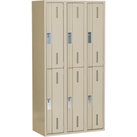 Concorde Heavy-Duty Lockers, 2 -tier, Bank of 3, 36" x 18" x 72", Steel, Beige, Welded (Assembled) SPOC Demo