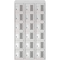 Assembled Lockerettes Clean Line Perforated Economy Lockers, 6 -tier, Bank of 3, 18" x 72" x 12", Steel SPOC Demo