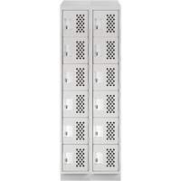 Assembled Lockerettes Clean Line Perforated Economy Lockers, 6 -tier, Bank of 2, 18" x 72" x 12", Steel SPOC Demo