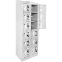 Assembled Lockerettes Clean Line Perforated Economy Lockers, 6 -tier, Bank of 2, 18" x 72" x 12", Steel SPOC Demo