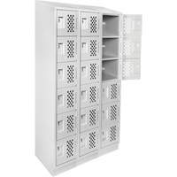 Assembled Lockerettes Clean Line Perforated Economy Lockers, 6 -tier, Bank of 3, 18" x 72" x 12", Steel SPOC Demo