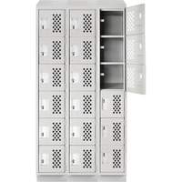 Assembled Lockerettes Clean Line Perforated Economy Lockers, 6 -tier, Bank of 3, 18" x 72" x 12", Steel SPOC Demo