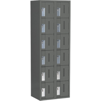 Concorde Heavy-Duty Lockers, 6 -tier, Bank of 2, 24" x 18" x 72", Steel, Charcoal, Welded (Assembled) SPOC Demo