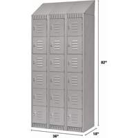 Lockers, 6 -tier, Bank of 3, 36" x 18" x 82", Steel, Grey, Knocked Down SPOC Demo