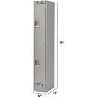Lockers, 2 -tier, 12" x 18" x 76", Steel, Grey, Knocked Down SPOC Demo