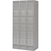 Casiers, 6 niveaux, Bloc de 3, 36" x 18" x 76", Acier, Gris, D&eacute;mont&eacute; SPOC Demo