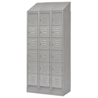 Lockers, 6 -tier, Bank of 3, 36" x 18" x 86", Steel, Grey, Knocked Down SPOC Demo