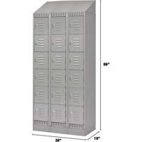 Lockers, 6 -tier, Bank of 3, 36" x 18" x 86", Steel, Grey, Knocked Down SPOC Demo