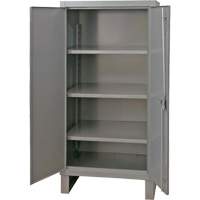 Extra Heavy-Duty Cabinet, Steel, 3 Shelves, 66" H x 36" W x 24" D, Grey SPOC Demo