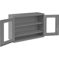 Wall-Mountable Storage Cabinet with Clearview Doors, 26-15/16" H x 35-7/8" W x 13-11/16" D, 2 Shelves, Steel, Grey SPOC Demo