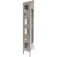 Casiers ventil&eacute;s, 2 niveaux, 12" x 18" x 88", Acier, Gris, D&eacute;mont&eacute;, Perfor&eacute; SPOC Demo