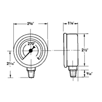 Manom&egrave;tres,  2-1/2", 30" Hg-0" Vac, Fixation inf&eacute;rieure, Analogique rempli de liquide SPOC Demo