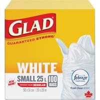 Small 25L Febreze Garbage Bags, Regular, 20" W x 20" L, White SPOC Demo