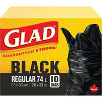 74L Garbage Bags, Regular, 26" W x 33" L, Black SPOC Demo