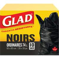 74L Garbage Bags, Regular, 26" W x 33" L, Black SPOC Demo