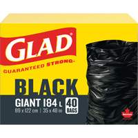 Sacs &agrave; ordures 184 L, R&eacute;gulier, 35" la x 48" lo, Noir SPOC Demo