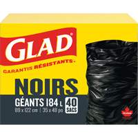 Sacs &agrave; ordures 184 L, R&eacute;gulier, 35" la x 48" lo, Noir SPOC Demo