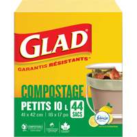 Petits sacs de compostage, R&eacute;gulier, 17" lo x 16" la, Brun, Capacit&eacute; de 10 L (3 gal.) SPOC Demo