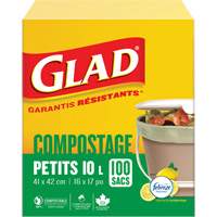 Petits sacs de compostage, R&eacute;gulier, 17" lo x 16" la, Brun, Capacit&eacute; de 10 L (3 gal.) SPOC Demo