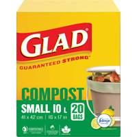 Petits sacs de compostage, R&eacute;gulier, 17" lo x 16" la, Brun, Capacit&eacute; de 10 L (3 gal.) SPOC Demo