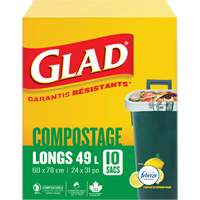 Sacs de compostage hauts, R&eacute;gulier, 31" lo x 24" la, Brun, Capacit&eacute; de 49 L (13 gal.) SPOC Demo