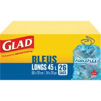 Sacs de recyclage 45 L, R&eacute;gulier, 24" la x 28" lo, Bleu SPOC Demo