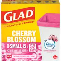 Sacs parfum&eacute;s et de couleur fleur de cerisier de Glad, Fort, 17" la x 20" lo, Rose, Capacit&eacute; 15 L (3,96 gal) SPOC Demo