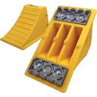 40 Ton Large Equipment Wheel Chock with Aluminum Cleats, Urethane, Yellow SPOC Demo
